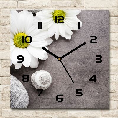 Orologio da parete quadrato con motivo gerbera