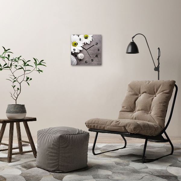 Orologio da parete quadrato con motivo gerbera