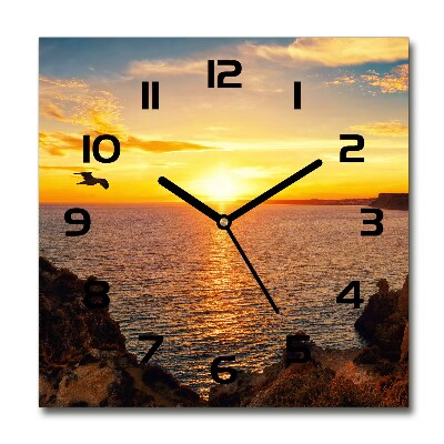 Orologio quadrato con motivo mare al tramonto