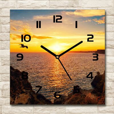 Orologio quadrato con motivo mare al tramonto