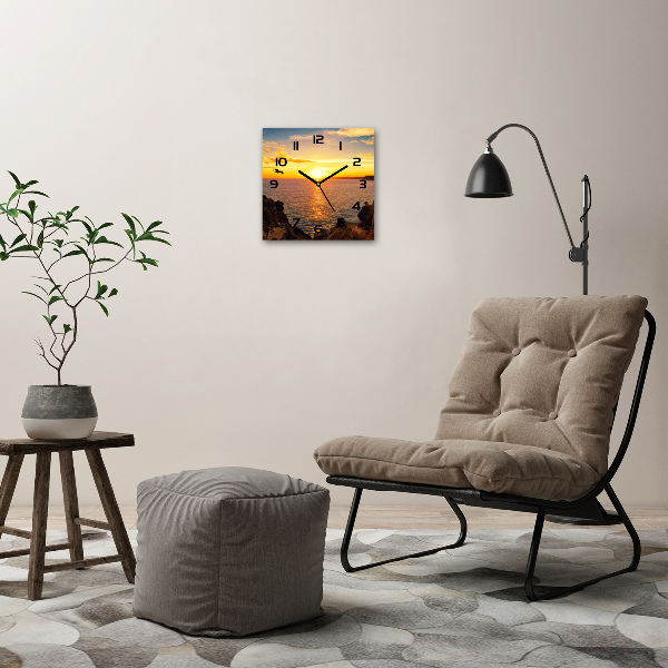 Orologio quadrato con motivo mare al tramonto