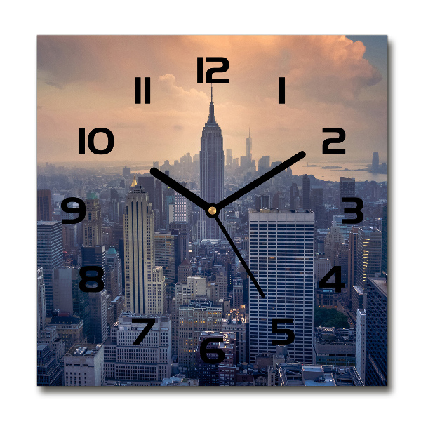 Orologio quadrato in vetro con motivo ispirato a Manhattan, New York
