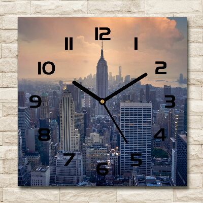 Orologio quadrato in vetro con motivo ispirato a Manhattan, New York