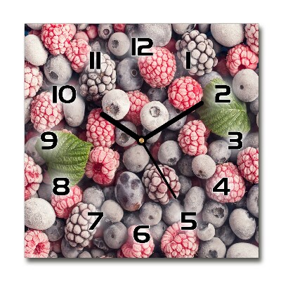 Orologio quadrato in vetro con decoro 'Frutti di bosco ghiacciati'