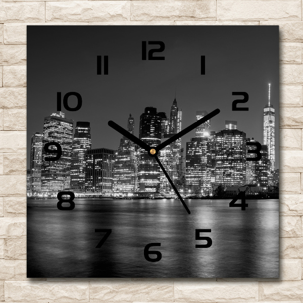 Orologio quadrato con motivo Manhattan di notte
