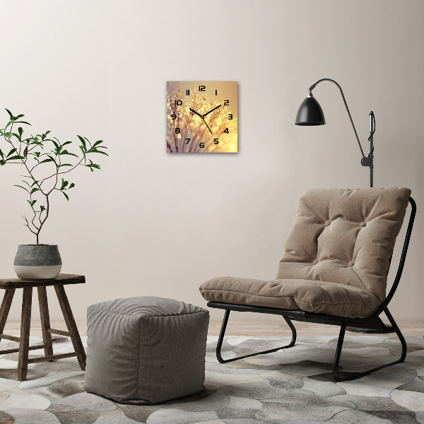 Orologio da parete quadrato con motivo a semi di tarassaco