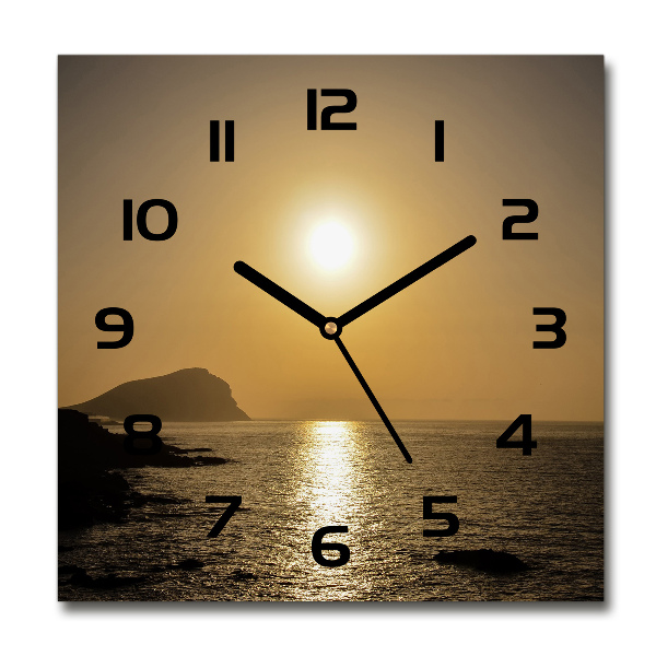 Orologio quadrato in vetro con motivo mare al tramonto