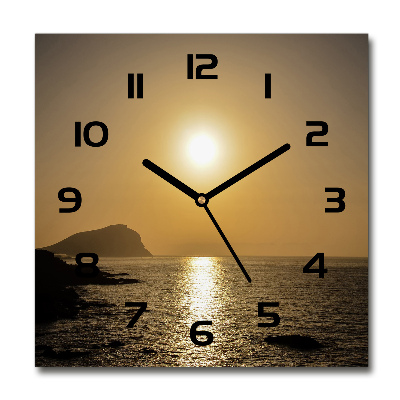 Orologio quadrato in vetro con motivo mare al tramonto