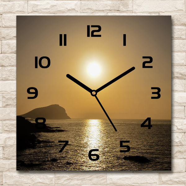 Orologio quadrato in vetro con motivo mare al tramonto