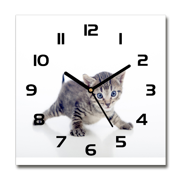 Orologio da parete quadrato con decorazione a gattino