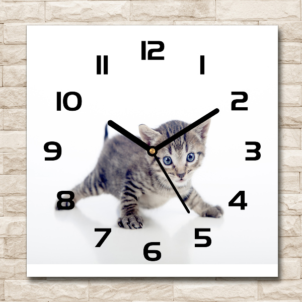 Orologio da parete quadrato con decorazione a gattino