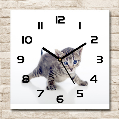 Orologio da parete quadrato con decorazione a gattino