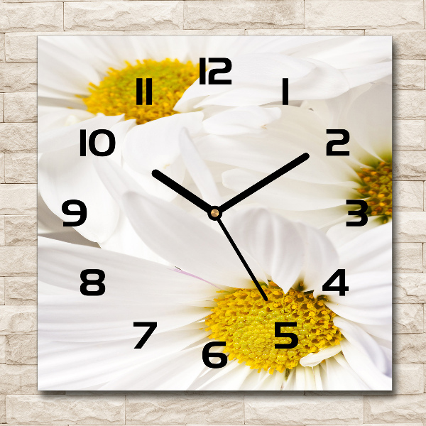 Orologio quadrato in vetro con decorazione a margherite