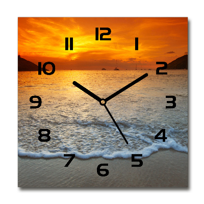 Orologio quadrato con motivo mare al tramonto