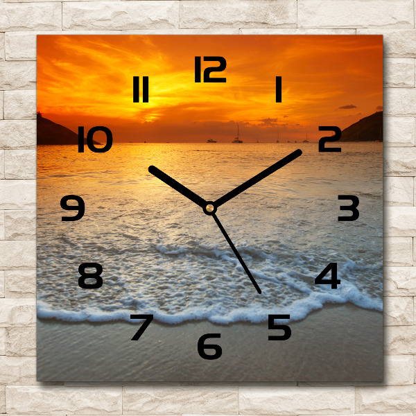Orologio quadrato con motivo mare al tramonto