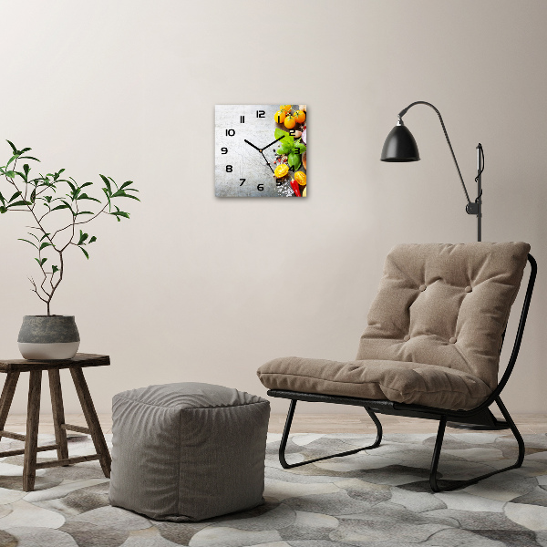 Orologio da parete quadrato con motivo di verdure