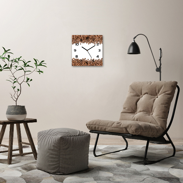 Orologio quadrato in vetro con motivo di chicchi di caffè
