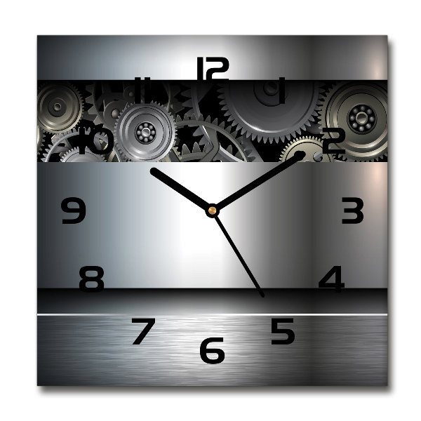 Orologio da parete quadrato con motivo di ingranaggi in stile astratto