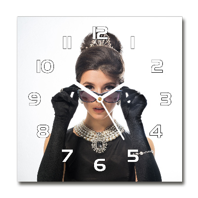 Orologio quadrato in vetro da donna con quadrante decorato con motivo occhiali