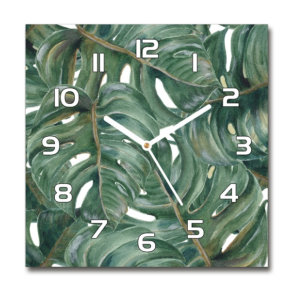 Orologio quadrato con quadrante con motivo Monstera