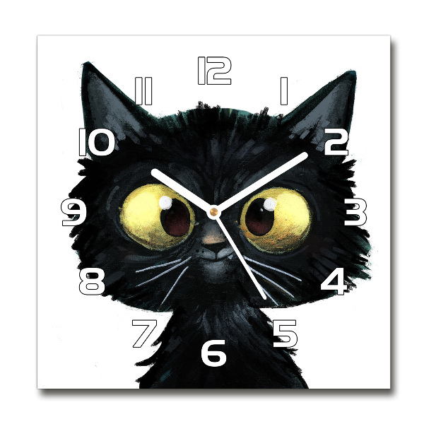 Orologio quadrato in vetro con illustrazione di un gatto
