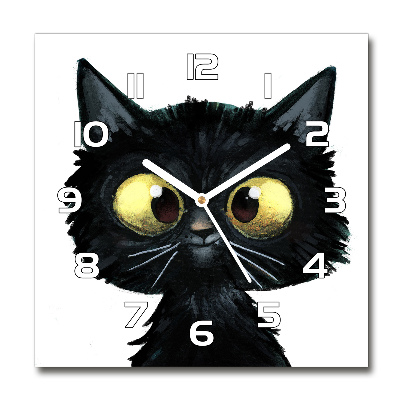 Orologio quadrato in vetro con illustrazione di un gatto