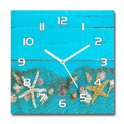 Orologio quadrato con decorazione con stelle marine e conchiglie