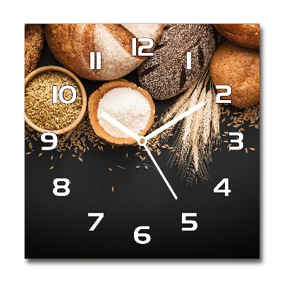 Orologio da parete quadrato con decorazione a tema pane e grano