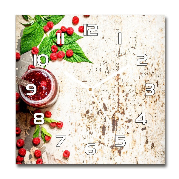 Orologio quadrato in vetro con motivo a marmellata di lamponi