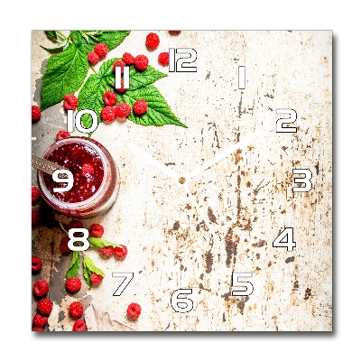 Orologio quadrato in vetro con motivo a marmellata di lamponi