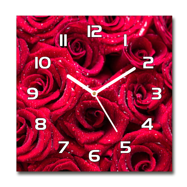 Orologio quadrato con motivo di gocce sulle rose