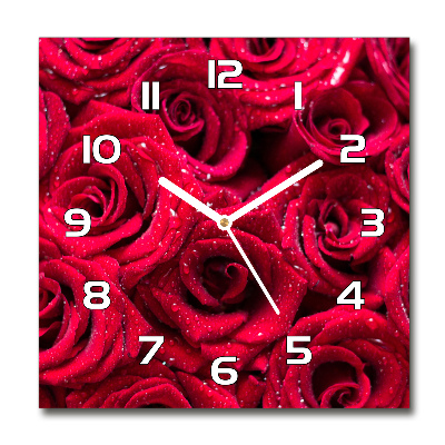 Orologio quadrato con motivo di gocce sulle rose