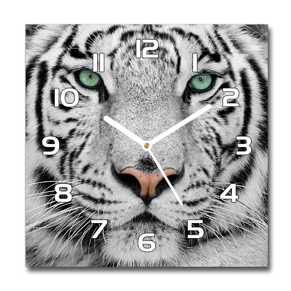 Orologio da parete quadrato con motivo di tigre bianca