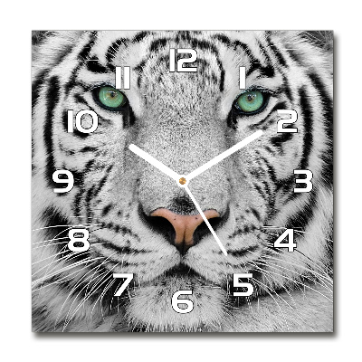 Orologio da parete quadrato con motivo di tigre bianca