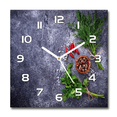 Orologio quadrato con motivo di erbe aromatiche e spezie