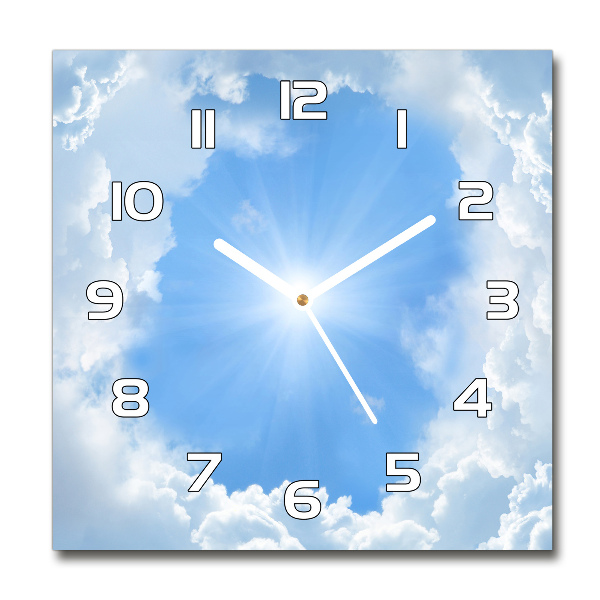 Orologio quadrato in vetro con motivo di nuvole nel cielo