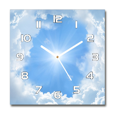 Orologio quadrato in vetro con motivo di nuvole nel cielo