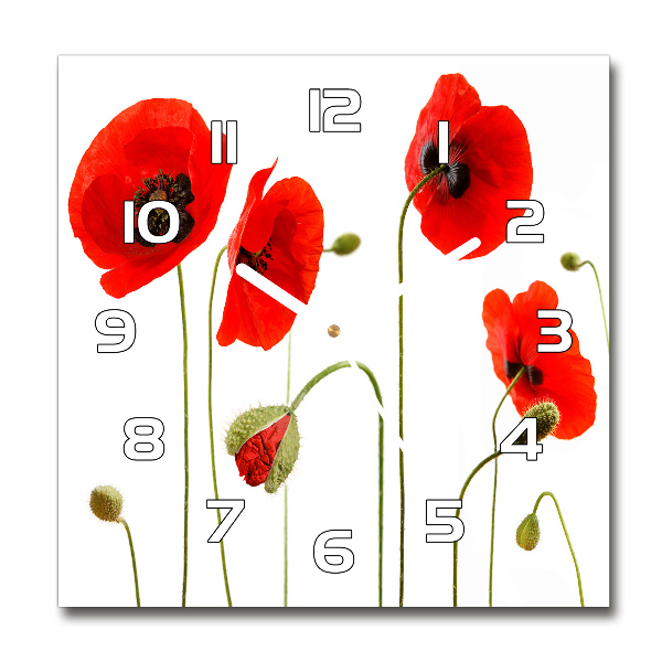 Orologio quadrato con motivo di papaveri