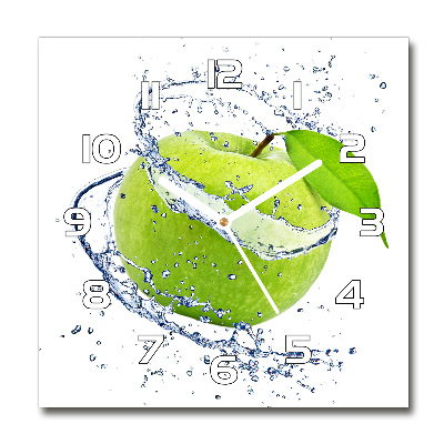 Orologio da parete quadrato con quadrante decorato con motivo a mela verde