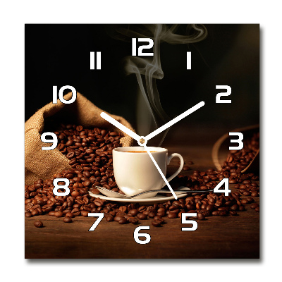 Orologio quadrato in vetro con motivo caffè in tazza