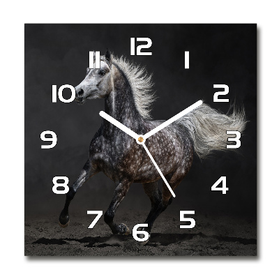 Orologio da parete quadrato con stampa di un cavallo arabo grigio