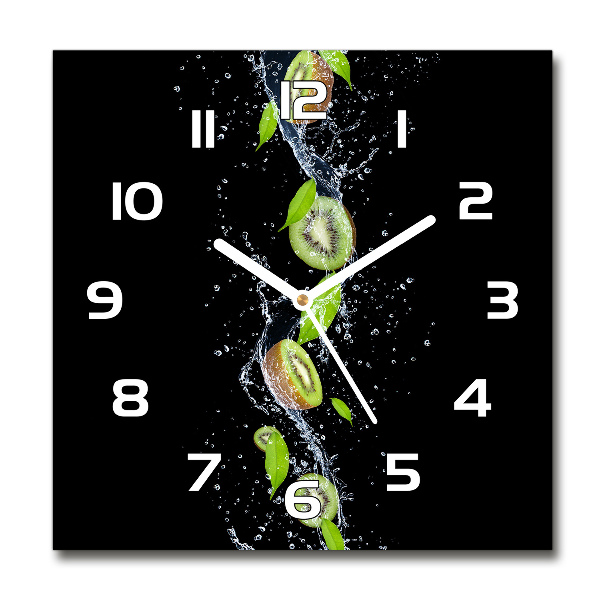 Orologio quadrato in vetro con motivo di kiwi e acqua