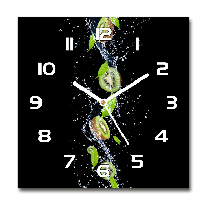 Orologio quadrato in vetro con motivo di kiwi e acqua