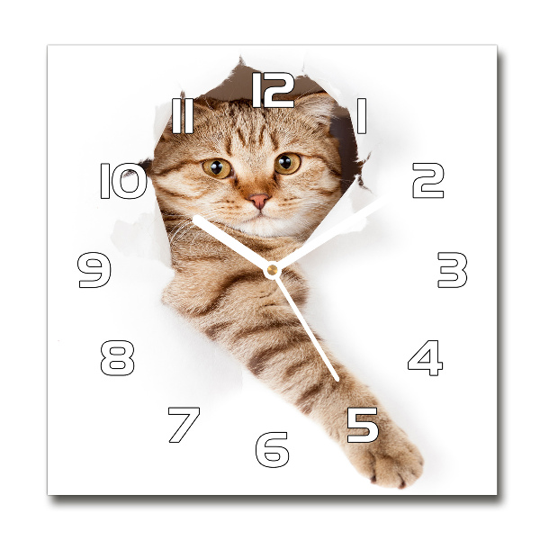 Orologio da parete quadrato con motivo a forma di gatto