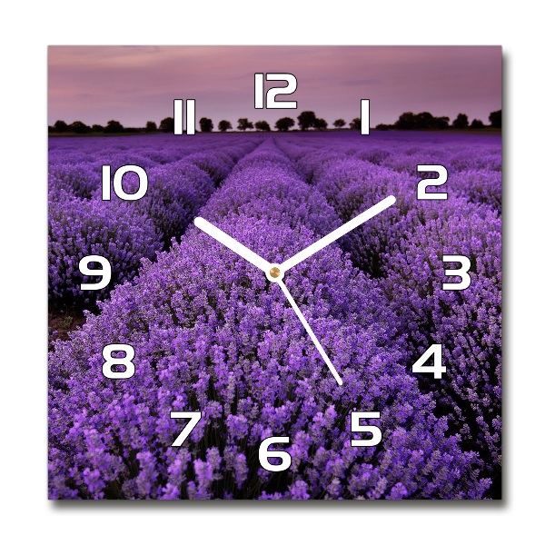 Orologio quadrato in vetro con motivo di lavanda