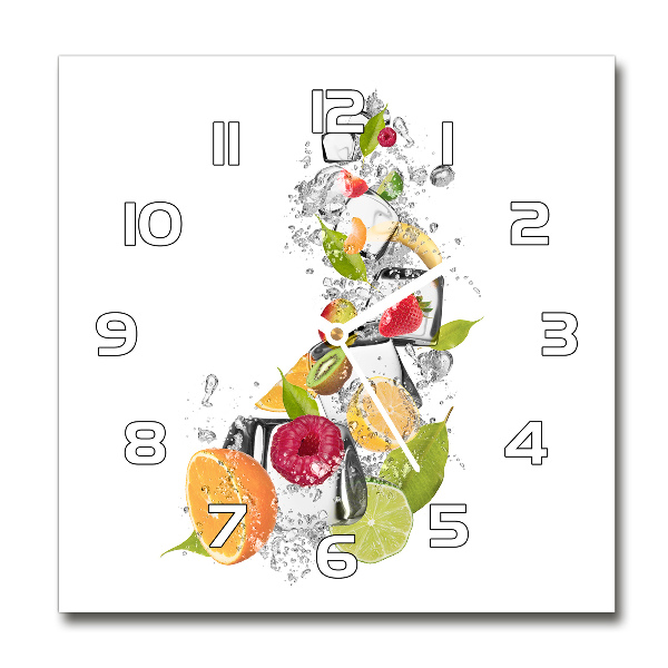 Orologio quadrato in vetro con motivo di frutta e ghiaccio