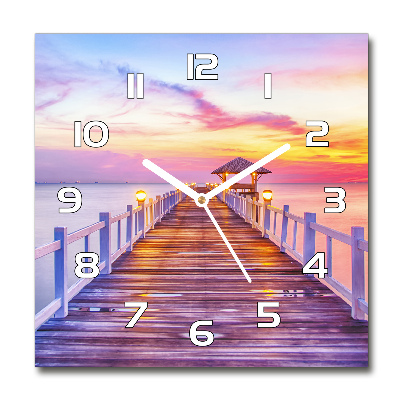 Orologio quadrato con quadrante in legno effetto molo