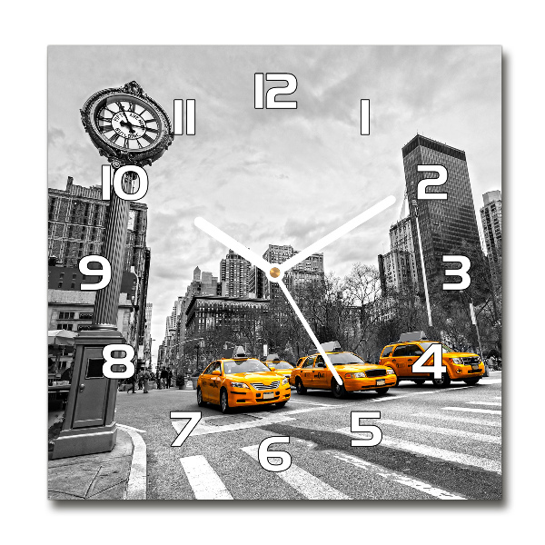 Orologio quadrato in vetro con motivo Taxi di New York