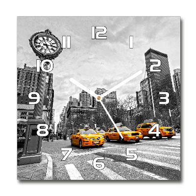 Orologio quadrato in vetro con motivo Taxi di New York