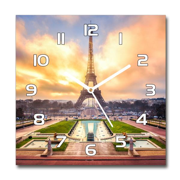 Orologio quadrato in vetro con decorazione a tema Torre Eiffel di Parigi